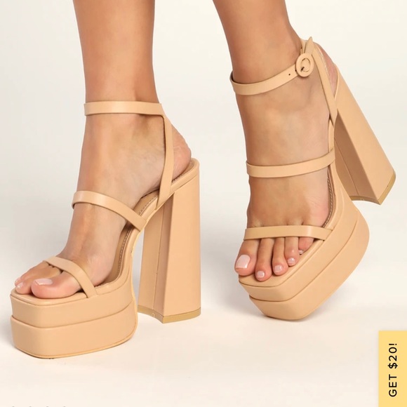 Nude chunky heels. - Picture 5 of 5
